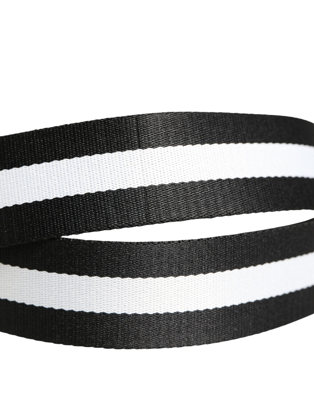 Dolce & Gabbana Men Black White Nylon Logo Metal Buckle Belt - view 5