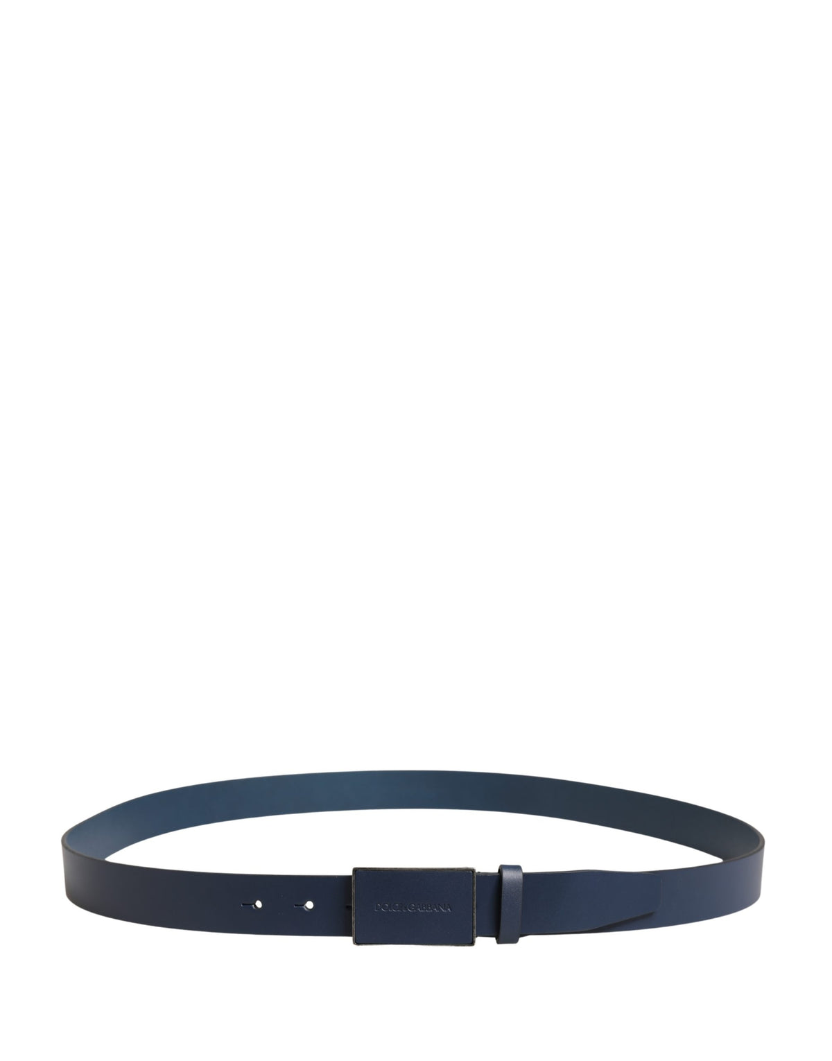 Dolce & Gabbana Men Blue Calf Leather Logo Metal Buckle Belt - view 3