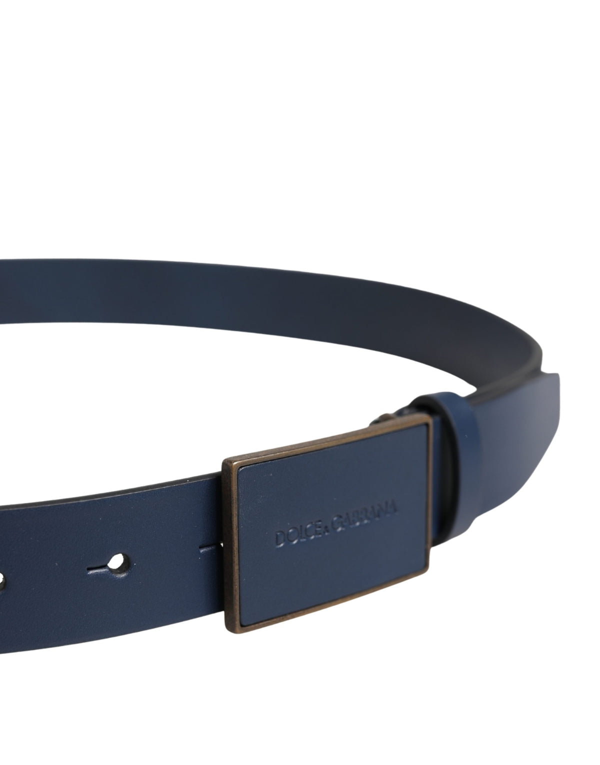 Dolce & Gabbana Men Blue Calf Leather Logo Metal Buckle Belt - view 4