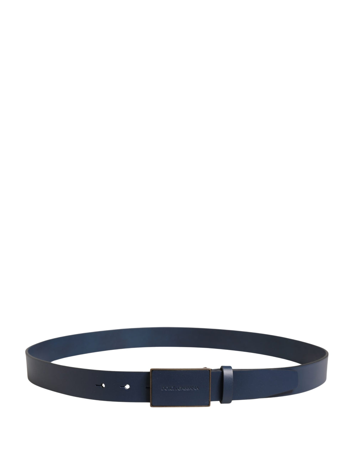 Dolce & Gabbana Men Blue Calf Leather Logo Metal Buckle Belt - view 3