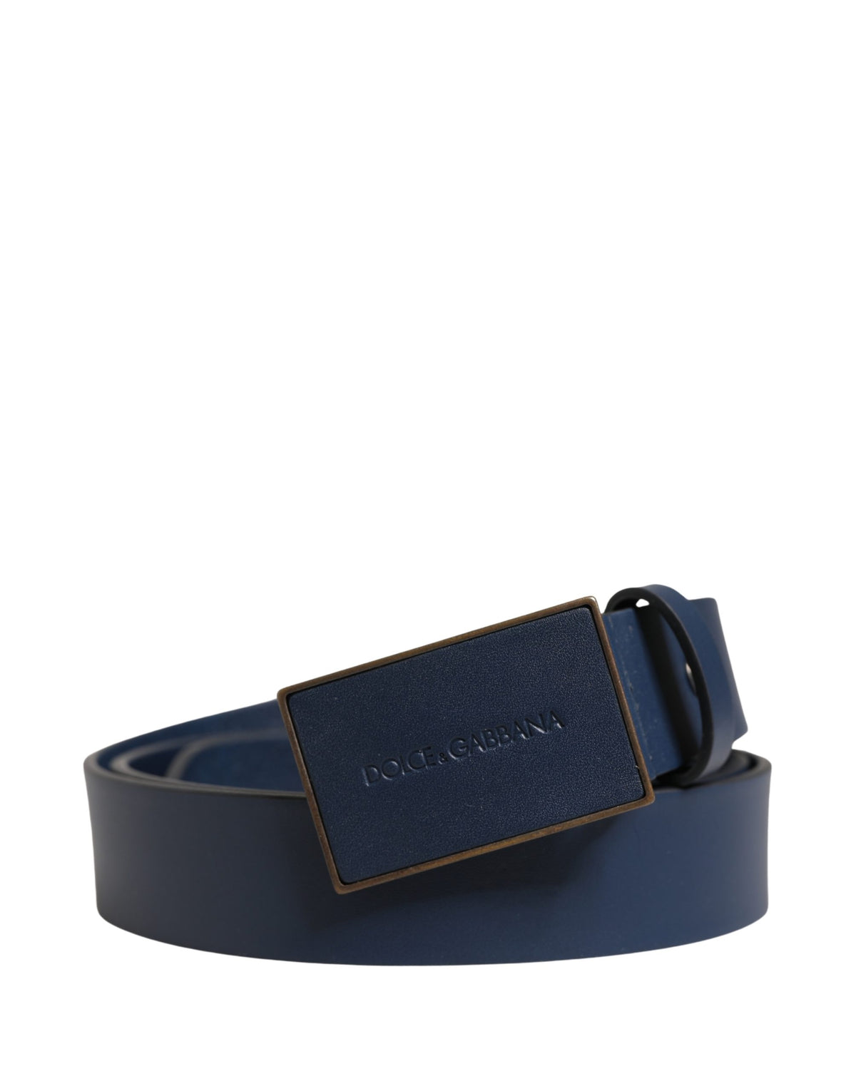 Dolce & Gabbana Men Blue Calf Leather Logo Metal Buckle Belt - view 2