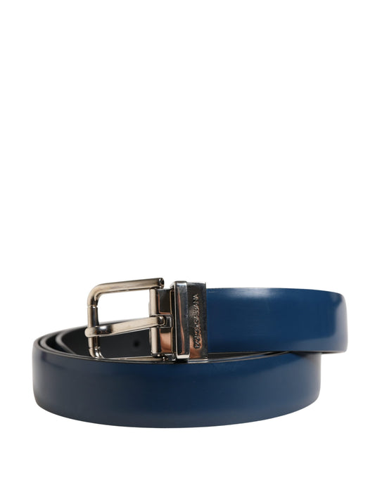 Dolce & Gabbana Men Blue Classic Leather Metal Buckle Belt - YSONA