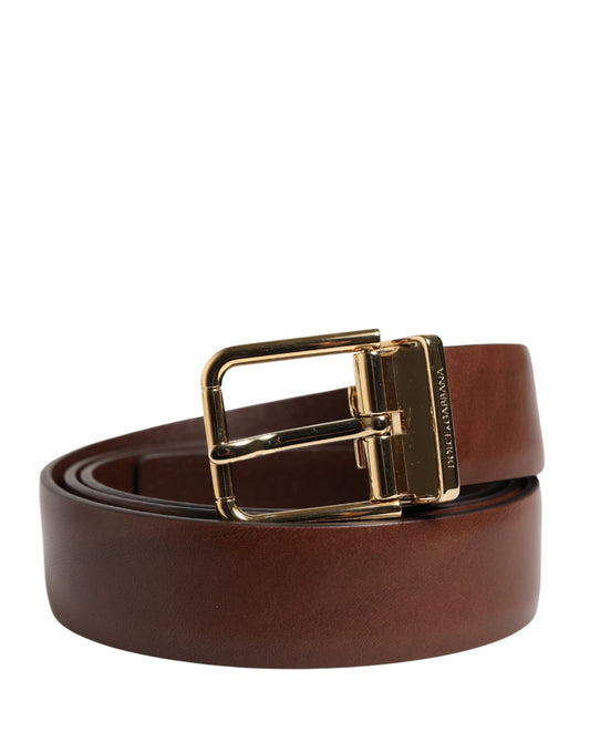Dolce & Gabbana Men Brown Classic Leather Metal Buckle Belt - YSONA