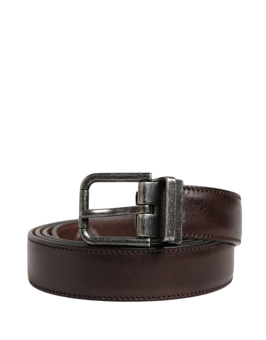 Dolce & Gabbana Men Brown Classic Leather Metal Buckle Belt - YSONA