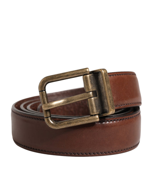 Dolce & Gabbana Men Brown Classic Leather Metal Buckle Belt - YSONA