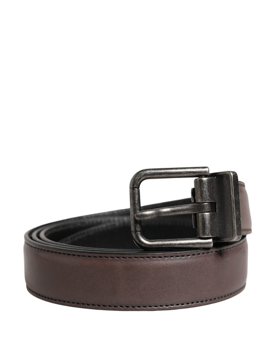 Dolce & Gabbana Men Brown Classic Leather Metal Buckle Belt - YSONA