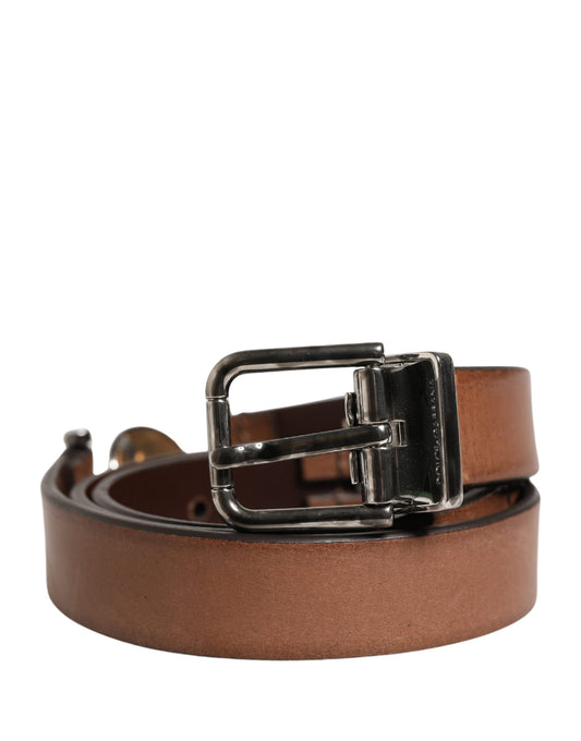 Dolce & Gabbana Men Brown Classic Leather Metal Buckle Belt - YSONA