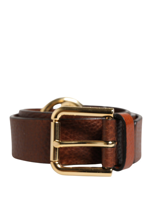 Dolce & Gabbana Men Brown Classic Leather Metal Buckle Belt - YSONA