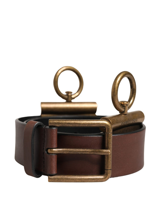 Dolce & Gabbana Men Brown Classic Leather Metal Buckle Belt - YSONA