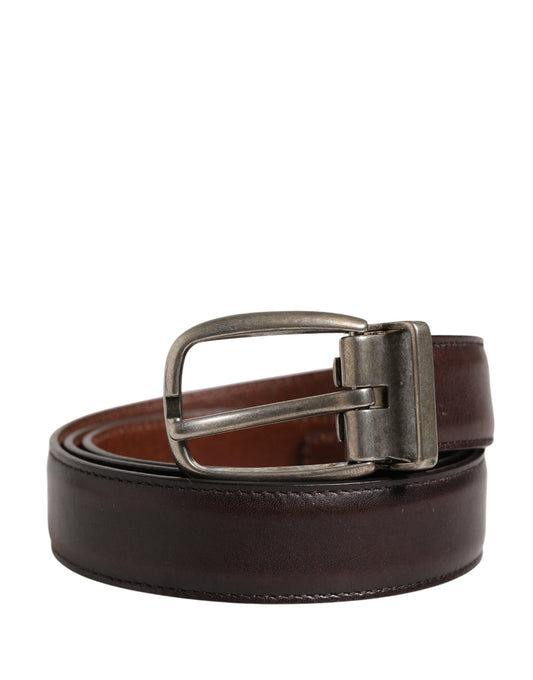 Dolce & Gabbana Men Brown Classic Leather Metal Buckle Belt - YSONA