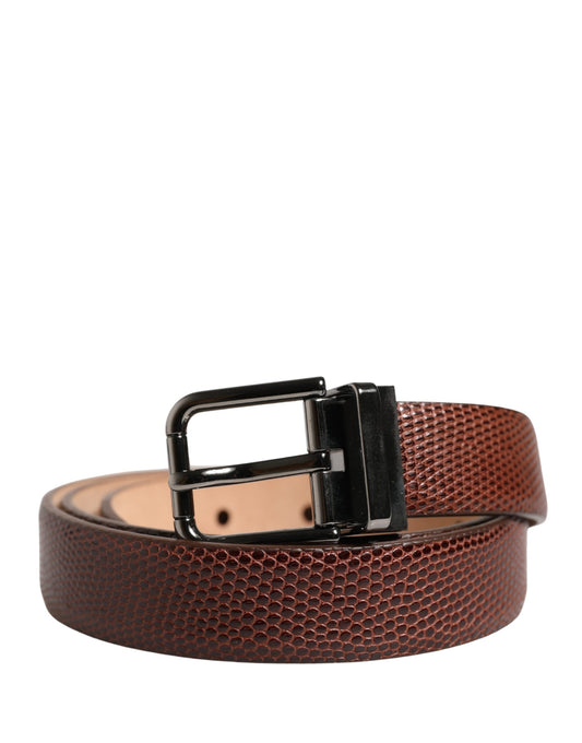 Dolce & Gabbana Men Brown Goatskin Leather Metal Buckle Belt - YSONA
