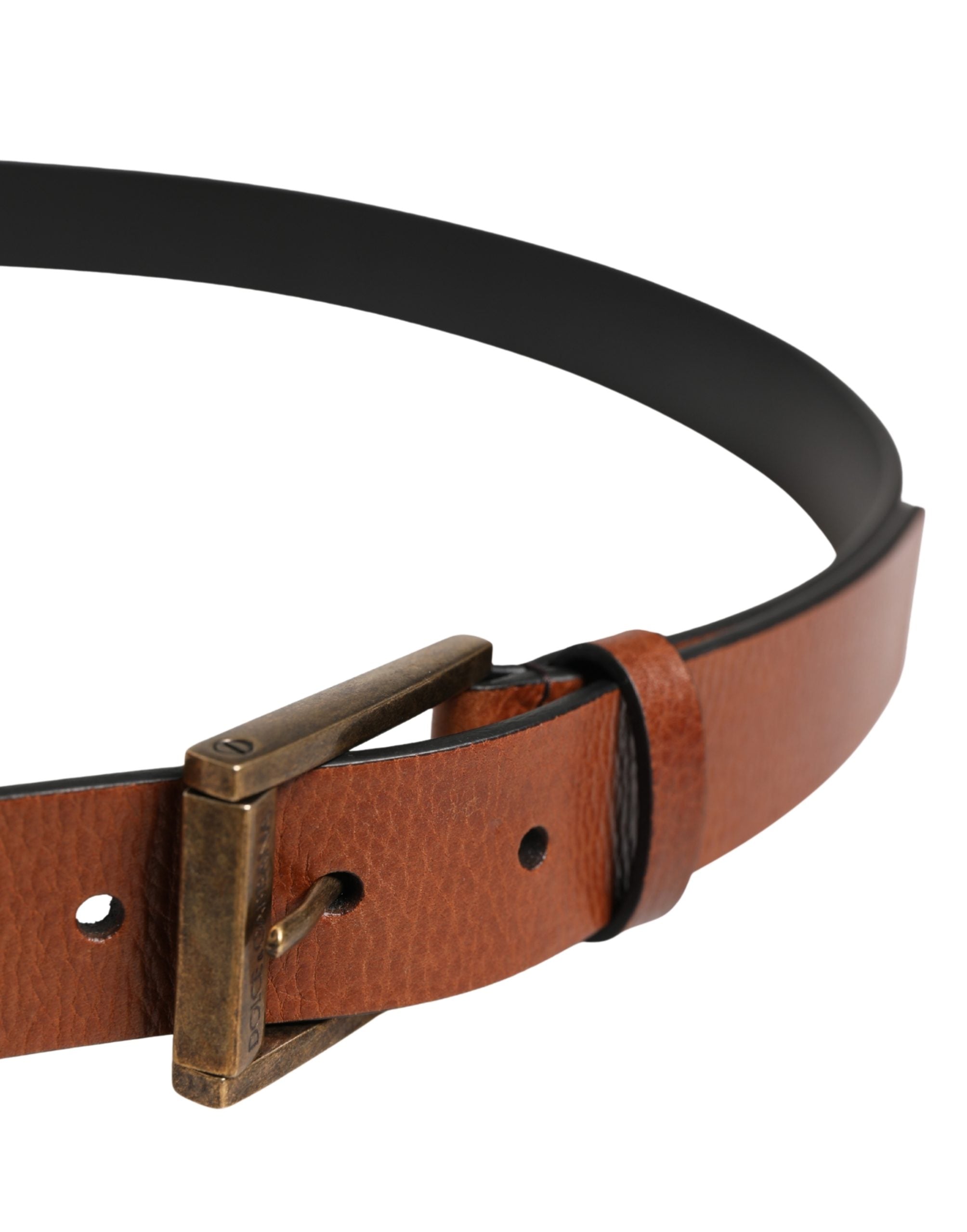 Dolce & Gabbana Men Brown Leather Classic Metal Buckle Belt - view 4