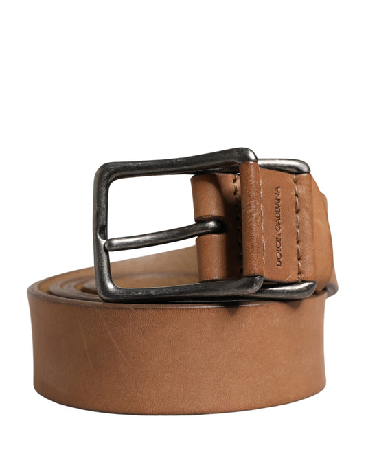 Dolce & Gabbana Men Brown Leather Classic Metal Buckle Belt - YSONA
