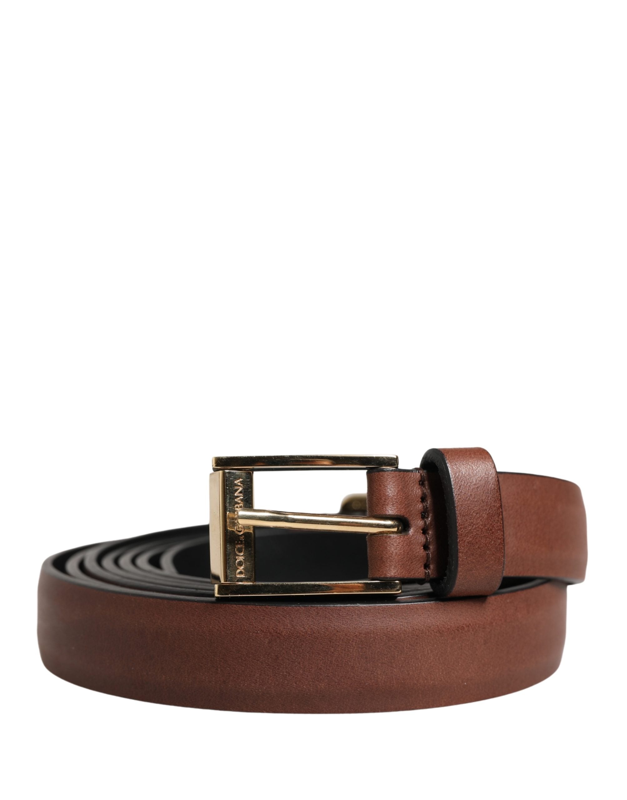 Dolce & Gabbana Men Brown Leather Classic Metal Buckle Belt - view 2