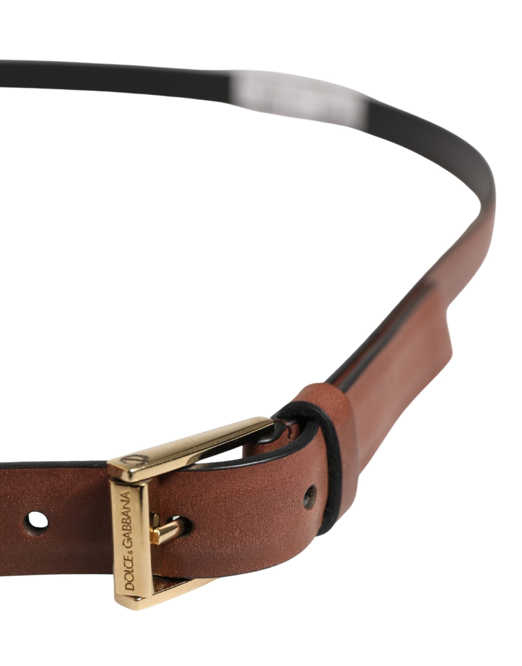 Dolce & Gabbana Men Brown Leather Classic Metal Buckle Belt - view 4