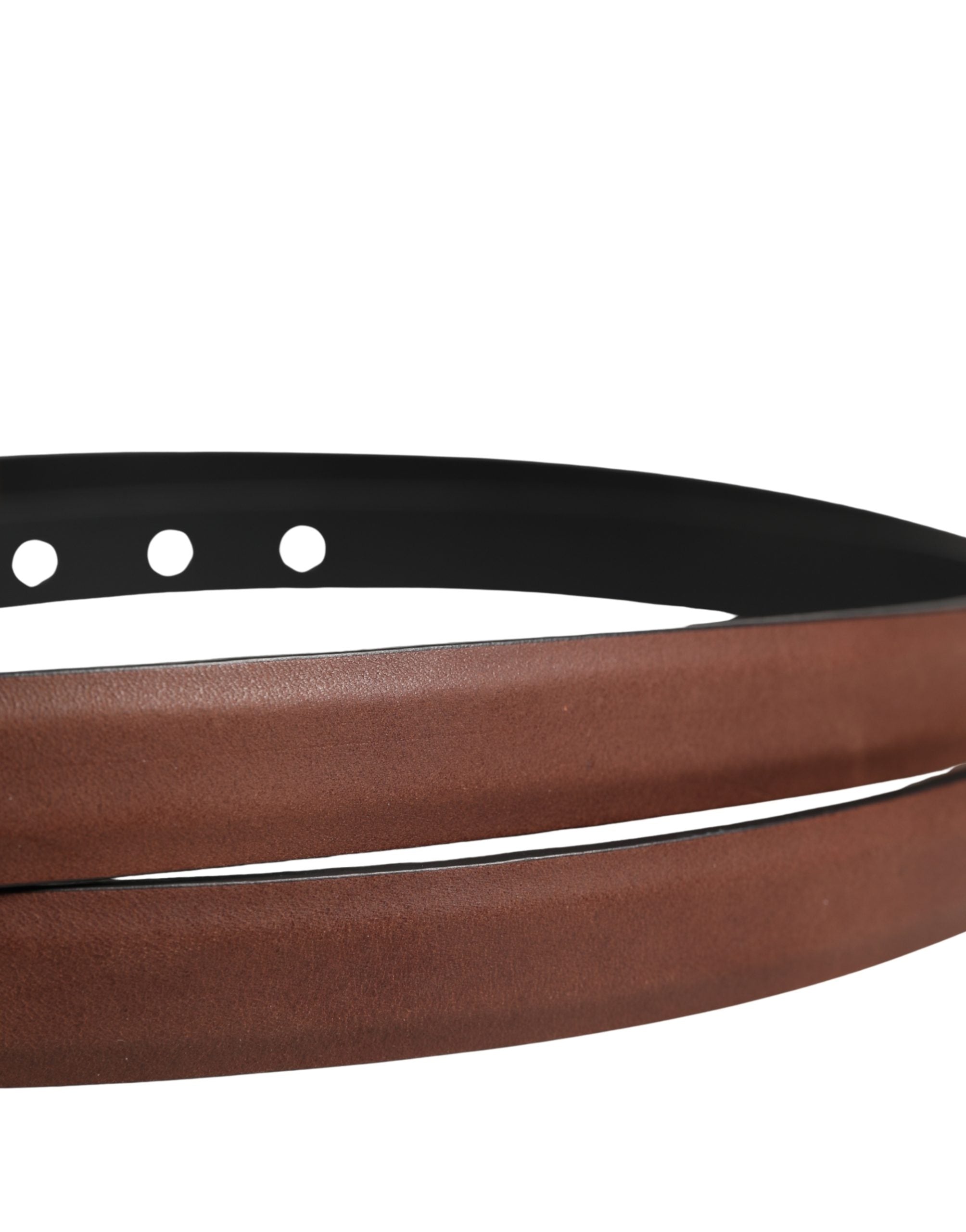 Dolce & Gabbana Men Brown Leather Classic Metal Buckle Belt - view 5