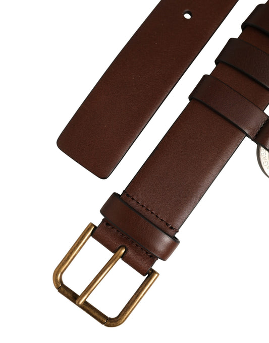Dolce & Gabbana Men Brown Leather Gold Buckle Carabine Belt - YSONA