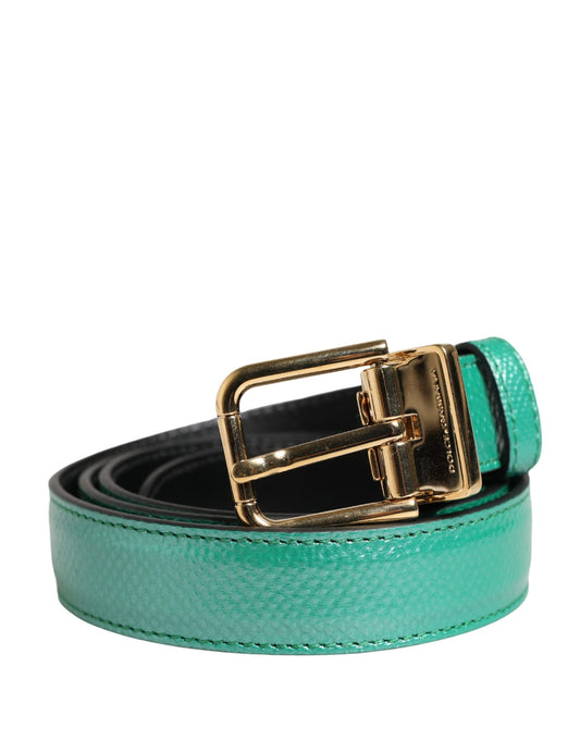 Dolce & Gabbana Men Green Classic Leather Metal Buckle Belt - YSONA