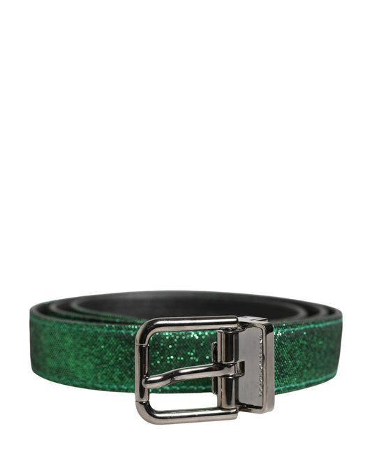 Dolce & Gabbana Men Green Lurex Polyester Metal Buckle Belt - YSONA