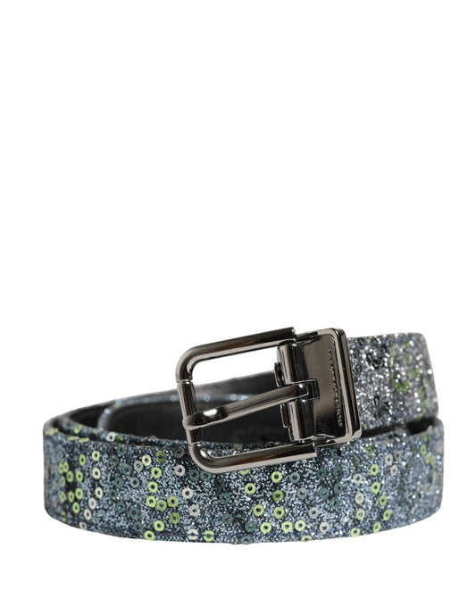 Dolce & Gabbana Men Multicolor Sequin Silver Metal Buckle Belt - YSONA