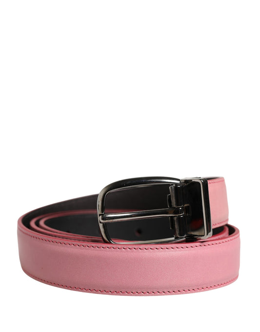 Dolce & Gabbana Men Pink Classic Leather Metal Buckle Belt - YSONA