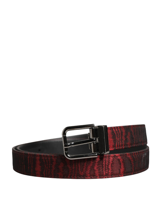 Dolce & Gabbana Men Red Jacquard Acetate Metal Buckle Belt - YSONA
