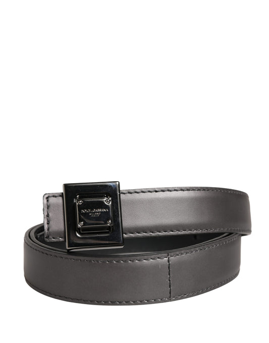 Dolce & Gabbana Men Silver Classic Leather Square Buckle Belt - YSONA