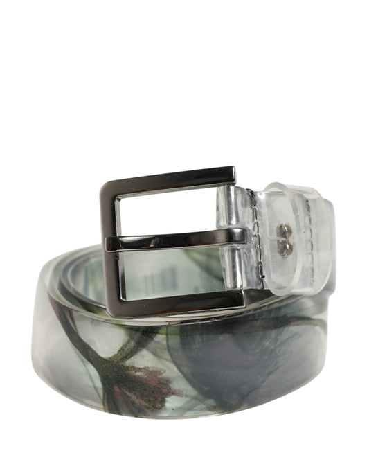 Dolce & Gabbana Men White Floral PVC Silver Metal Buckle Belt - YSONA