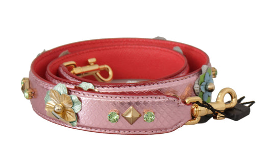 Dolce & Gabbana Metallic Pink Leather Studded Shoulder Strap - YSONA