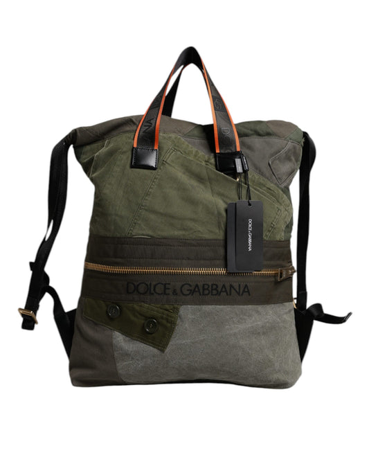 Dolce & Gabbana Military Green Patchwork Rucksack Backpack Bag - YSONA