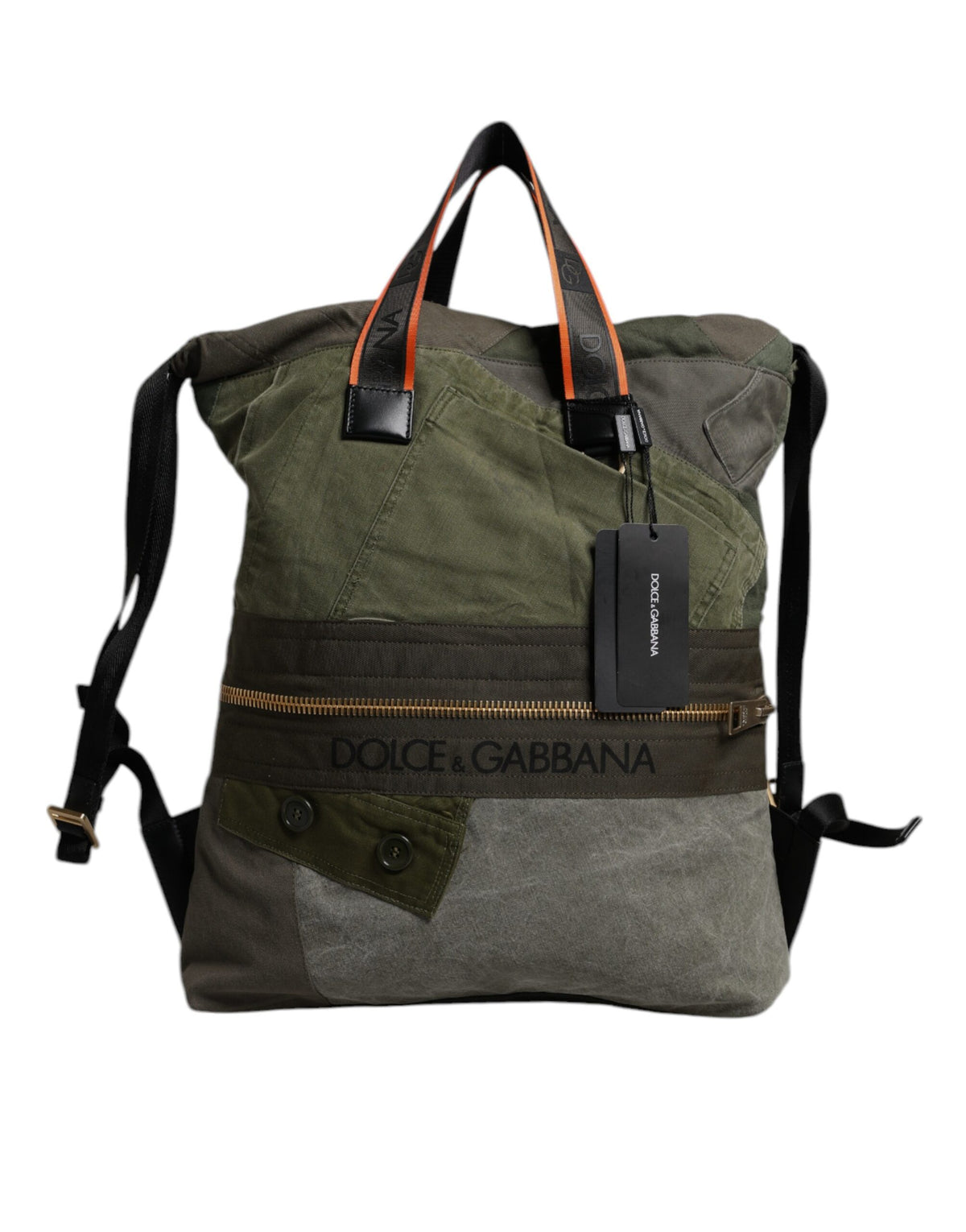 Dolce & Gabbana Military Green Patchwork Rucksack Backpack Bag - view 2