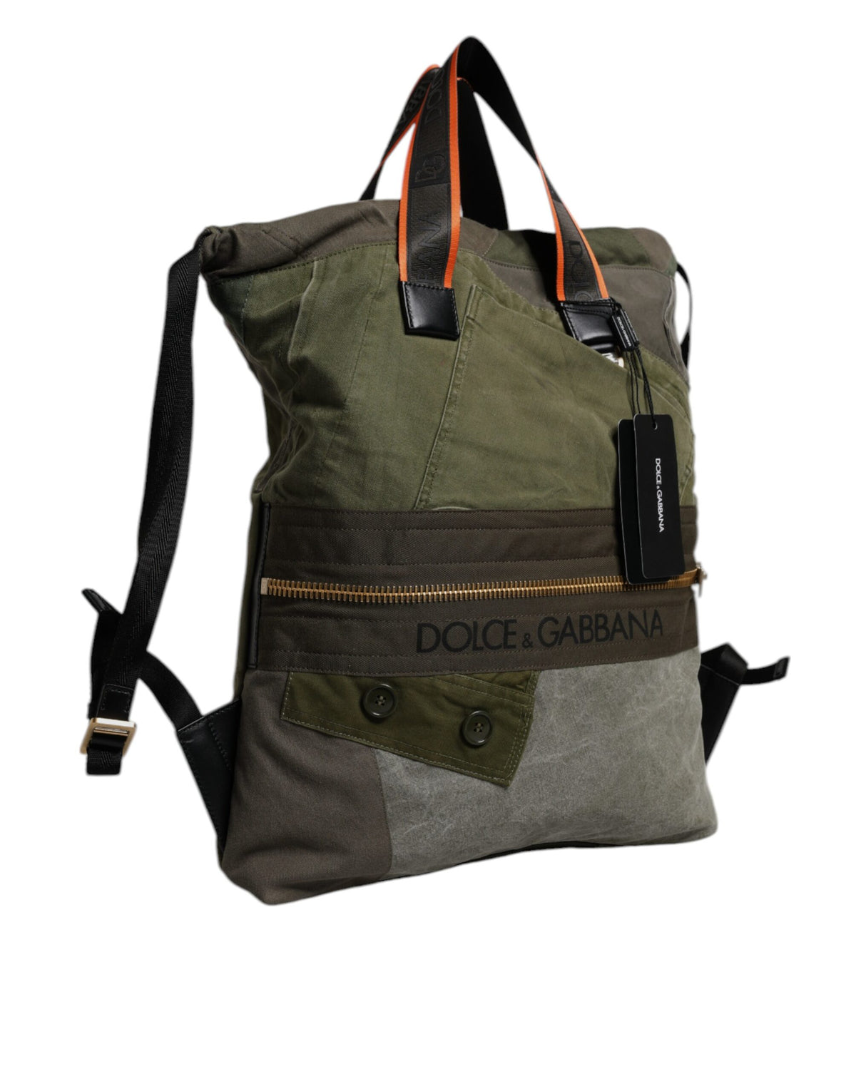 Dolce & Gabbana Military Green Patchwork Rucksack Backpack Bag - view 3