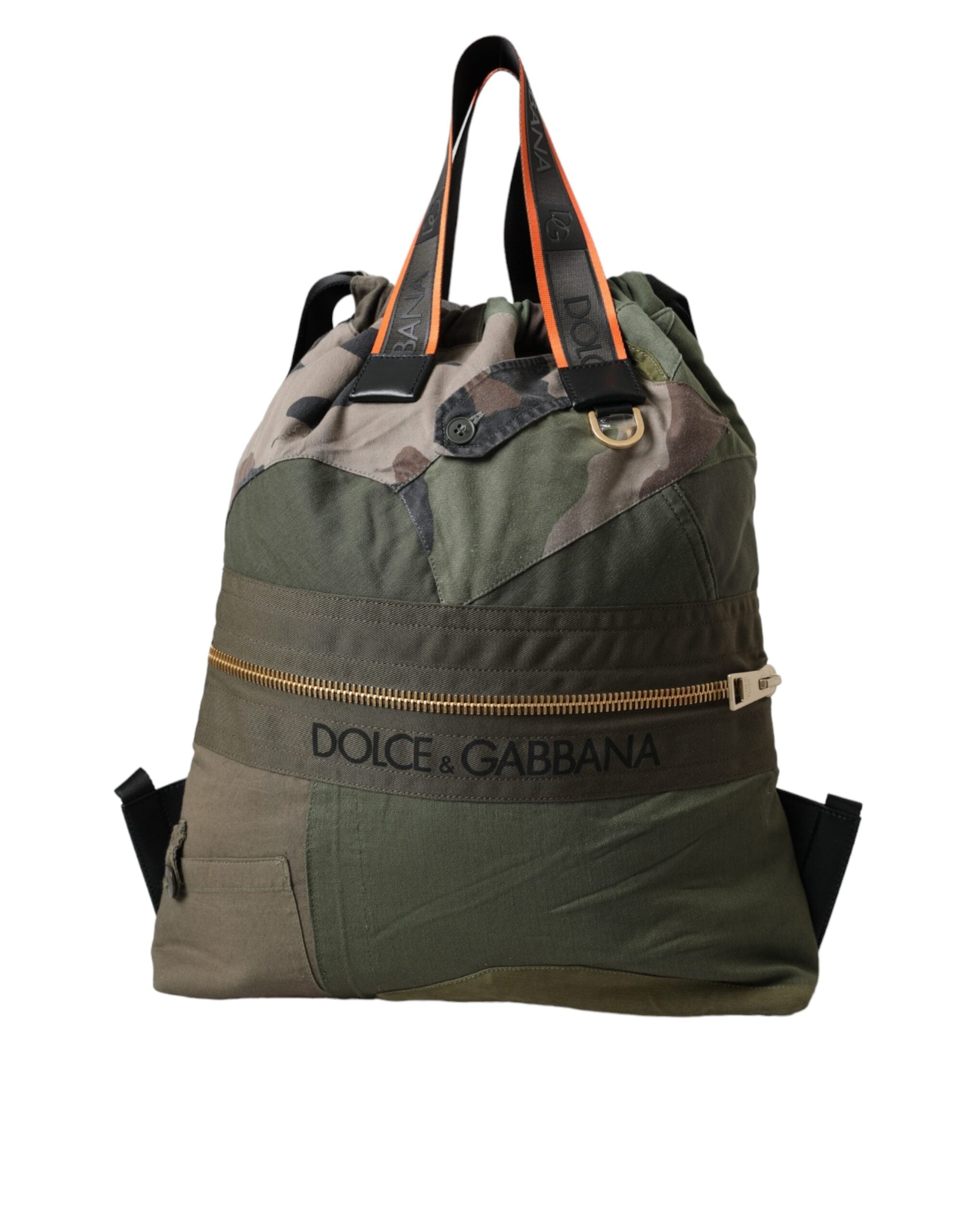 Dolce & Gabbana Military Green Patchwork Rucksack Backpack Bag - YSONA