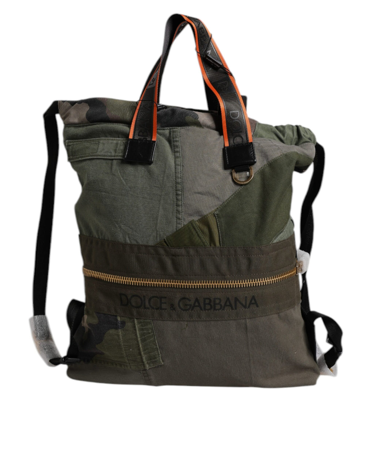 Dolce & Gabbana Military Green Patchwork Rucksack Backpack Bag - YSONA