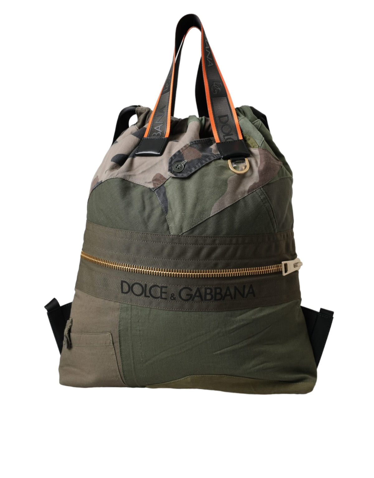 Dolce & Gabbana Military Green Patchwork Rucksack Backpack Bag - view 2