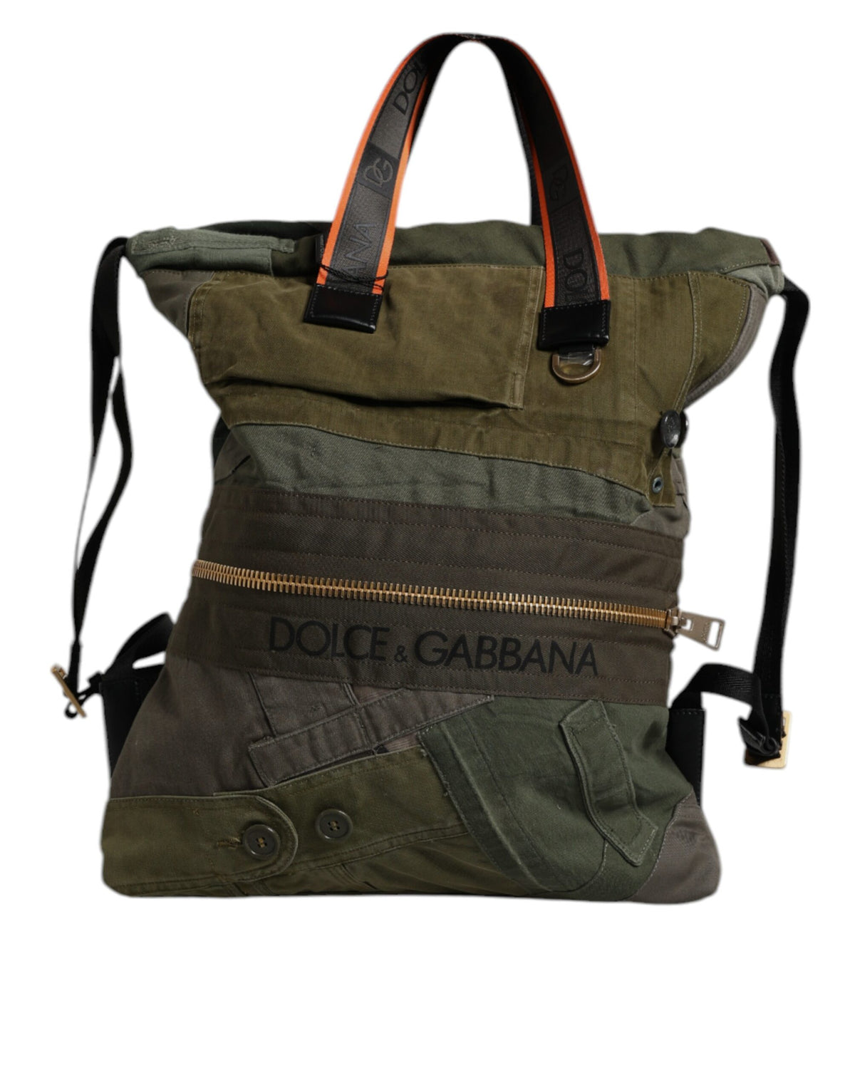 Dolce & Gabbana Military Green Patchwork Rucksack Backpack Bag - view 4