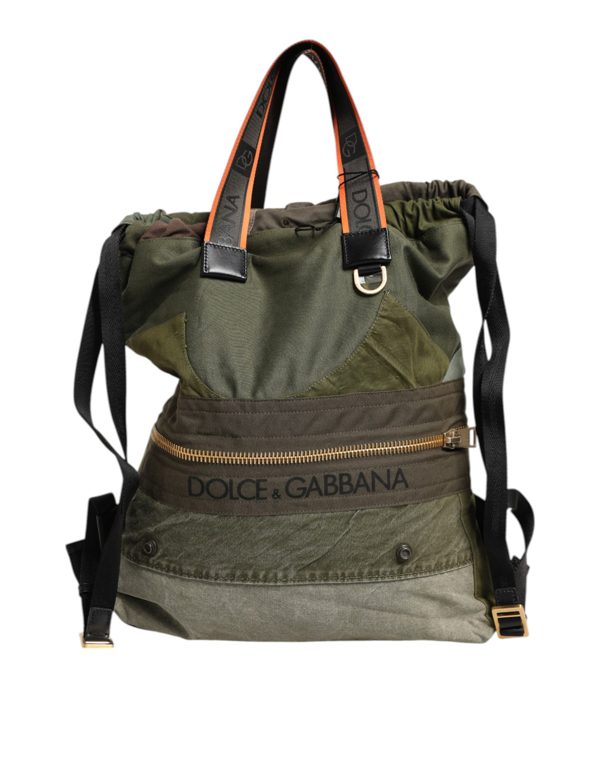 Dolce & Gabbana Military Green Patchwork Rucksack Backpack Bag - view 2