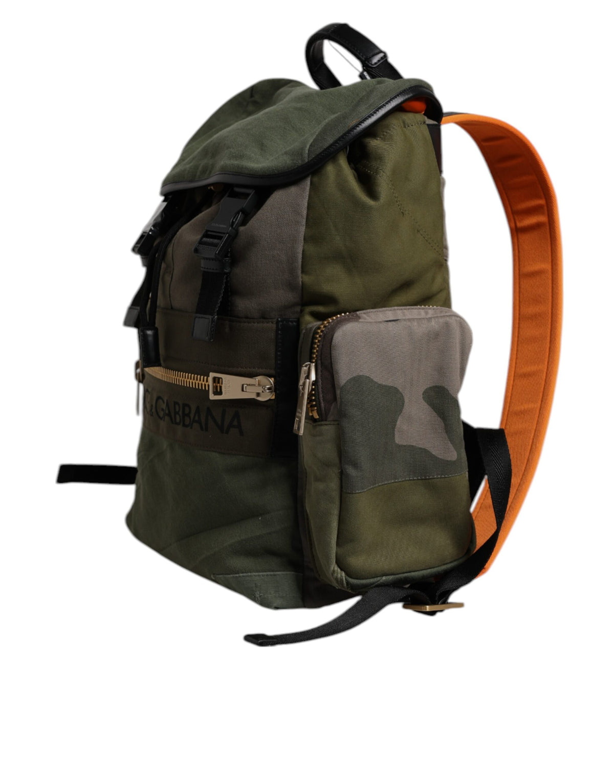 Dolce & Gabbana Military Green Patchwork School Backpack Bag - YSONA