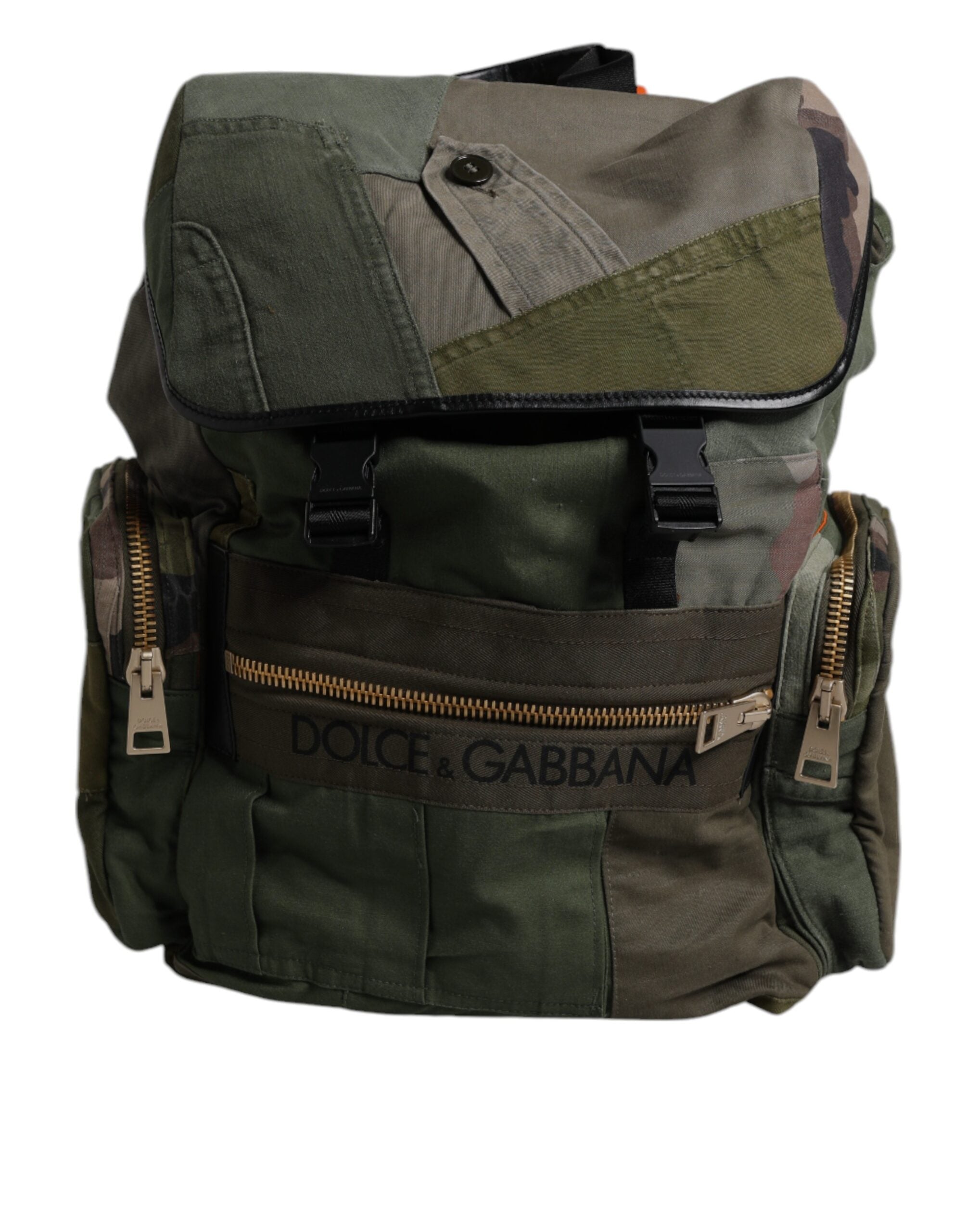 Dolce & Gabbana Military Green Patchwork Travel Backpack Bag - YSONA
