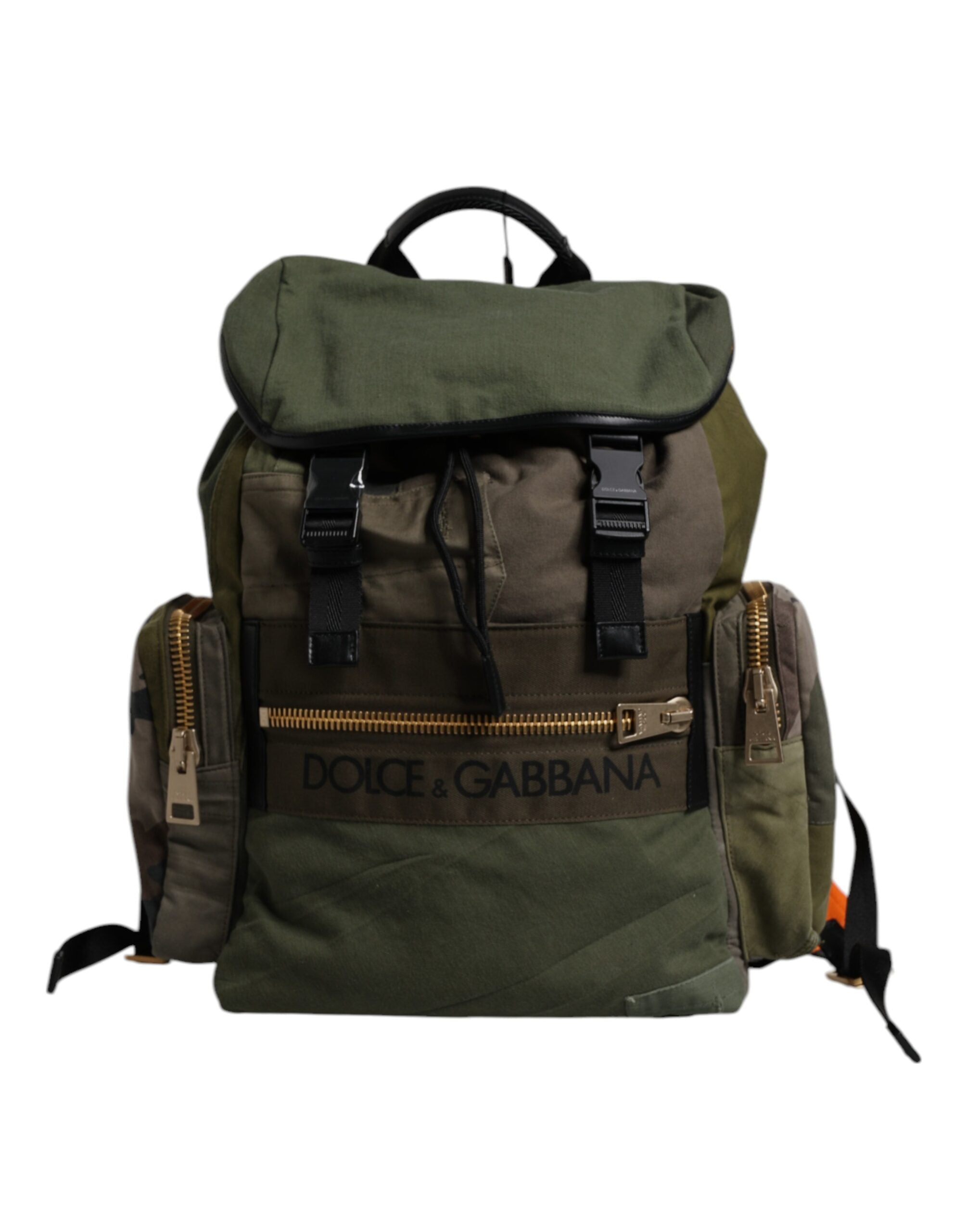 Dolce & Gabbana Military Green Patchwork Travel Backpack Bag - YSONA