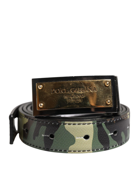 Dolce & Gabbana Multicolor Camouflage Metal Logo Buckle Belt - YSONA
