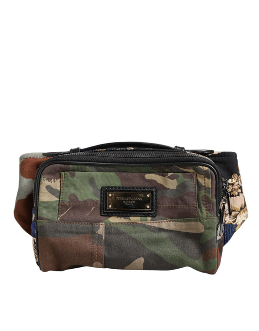 Dolce & Gabbana Multicolor Camouflage Patchwork Logo Waist Fanny Pack Bag - YSONA