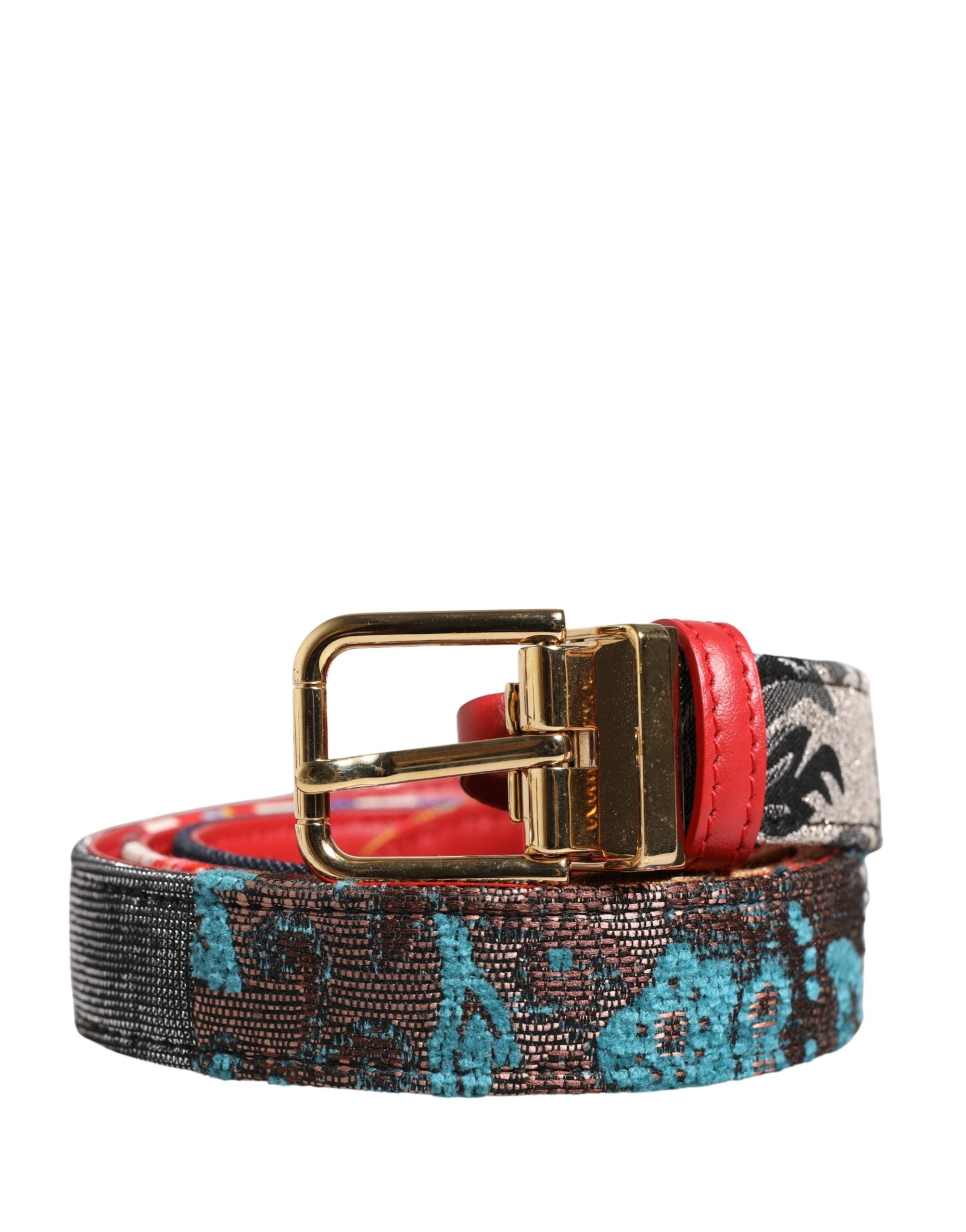 Dolce & Gabbana Multicolor Floral Jacquard Metal Buckle Belt - view 2