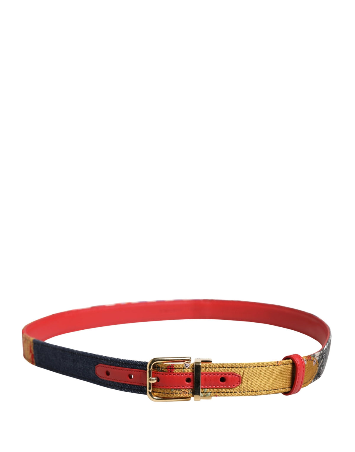 Dolce & Gabbana Multicolor Floral Jacquard Metal Buckle Belt - view 3