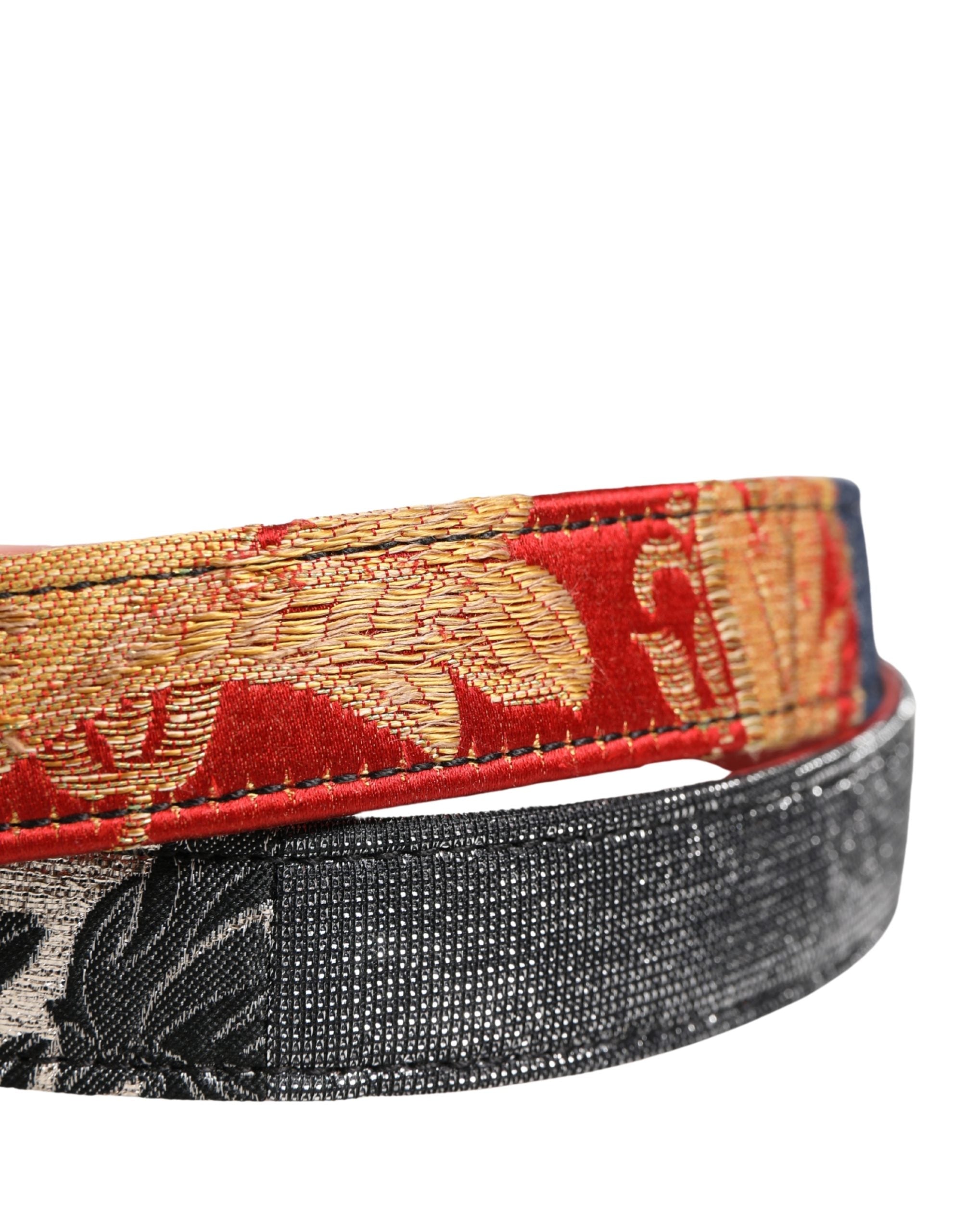 Dolce & Gabbana Multicolor Floral Jacquard Metal Buckle Belt - view 5