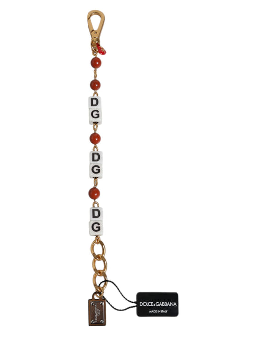 Dolce & Gabbana Multicolor Gold Tone Brass Chain DG Logo Dice Bracelet - YSONA