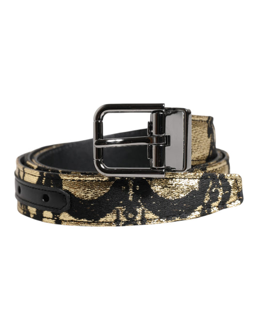 Dolce & Gabbana Multicolor Jacquard Leather Metal Buckle Belt - YSONA