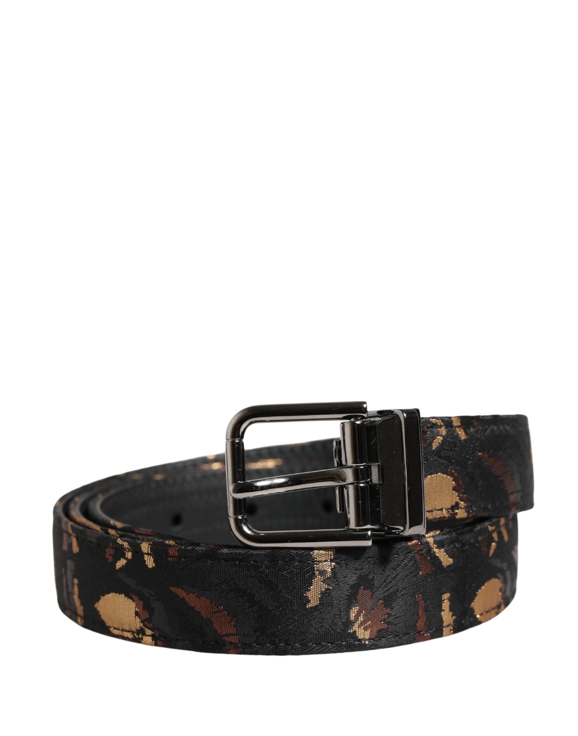 Dolce & Gabbana Multicolor Jacquard Silver Metal Buckle Belt - YSONA
