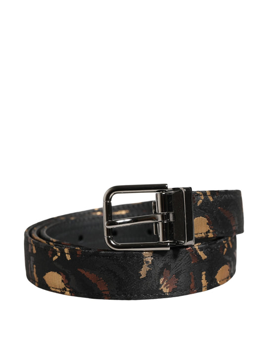 Dolce & Gabbana Multicolor Jacquard Silver Metal Buckle Belt - YSONA