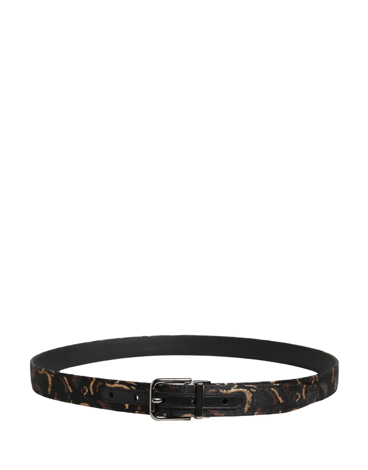 Dolce & Gabbana Multicolor Jacquard Silver Metal Buckle Belt - view 3